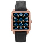 Flower Pattern Flora Floral Seamless Rose Gold Leather Watch 