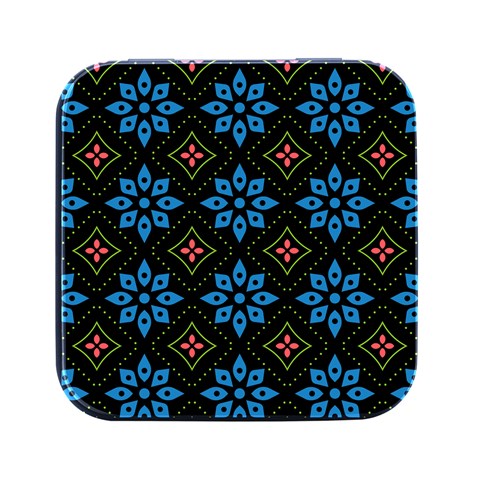 Flower Pattern Flora Floral Seamless Square Metal Box (Black) from ArtsNow.com Front