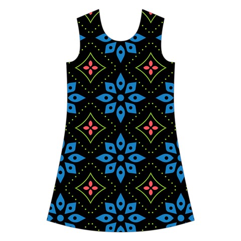 Flower Pattern Flora Floral Seamless Kids  Short Sleeve Velvet Dress from ArtsNow.com Front