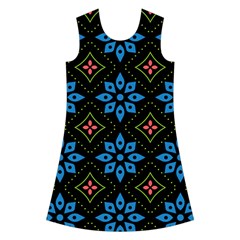 Flower Pattern Flora Floral Seamless Kids  Short Sleeve Velvet Dress from ArtsNow.com Front