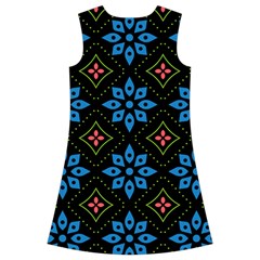 Flower Pattern Flora Floral Seamless Kids  Short Sleeve Velvet Dress from ArtsNow.com Back