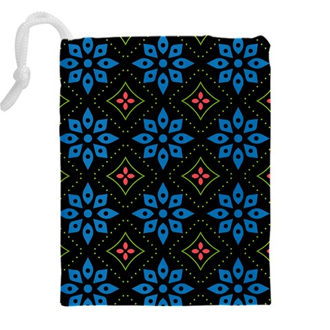 Flower Pattern Flora Floral Seamless Drawstring Pouch (4XL) from ArtsNow.com Back