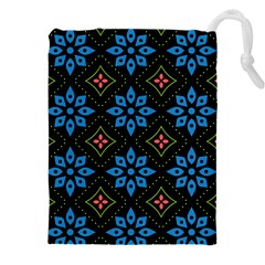 Flower Pattern Flora Floral Seamless Drawstring Pouch (5XL) from ArtsNow.com Front