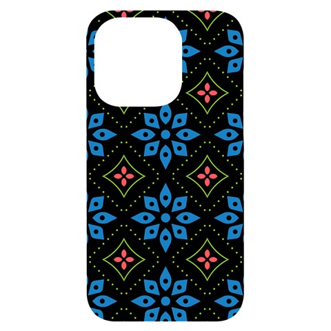 Flower Pattern Flora Floral Seamless iPhone 14 Pro Black UV Print Case from ArtsNow.com Front