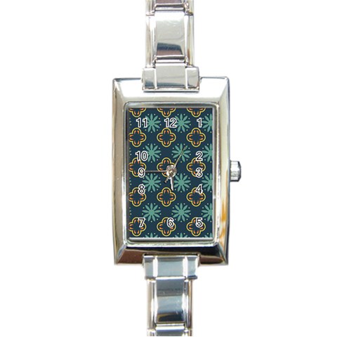 Flowers Pattern Design Abstract Rectangle Italian Charm Watch from ArtsNow.com Front