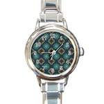 Flowers Pattern Design Abstract Round Italian Charm Watch