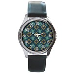 Flowers Pattern Design Abstract Round Metal Watch