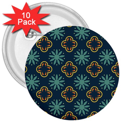 Flowers Pattern Design Abstract 3  Buttons (10 pack)  from ArtsNow.com Front