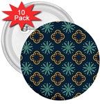 Flowers Pattern Design Abstract 3  Buttons (10 pack) 