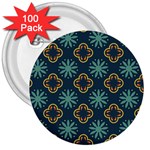 Flowers Pattern Design Abstract 3  Buttons (100 pack) 