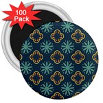 Flowers Pattern Design Abstract 3  Magnets (100 pack)