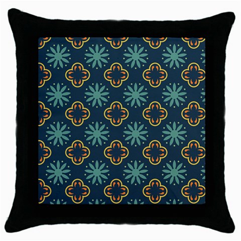 Flowers Pattern Design Abstract Throw Pillow Case (Black) from ArtsNow.com Front