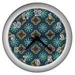 Flowers Pattern Design Abstract Wall Clock (Silver)