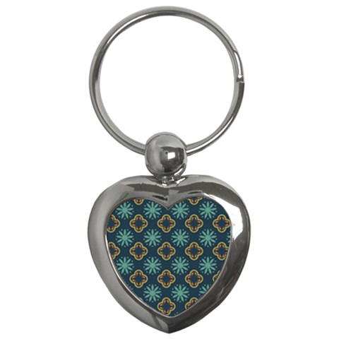 Flowers Pattern Design Abstract Key Chain (Heart) from ArtsNow.com Front