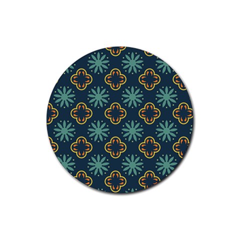 Flowers Pattern Design Abstract Rubber Coaster (Round) from ArtsNow.com Front