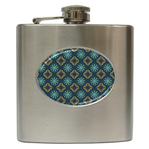 Flowers Pattern Design Abstract Hip Flask (6 oz) from ArtsNow.com Front