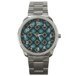 Flowers Pattern Design Abstract Sport Metal Watch