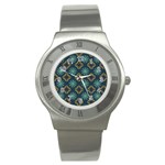 Flowers Pattern Design Abstract Stainless Steel Watch