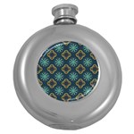 Flowers Pattern Design Abstract Round Hip Flask (5 oz)