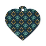 Flowers Pattern Design Abstract Dog Tag Heart (Two Sides)