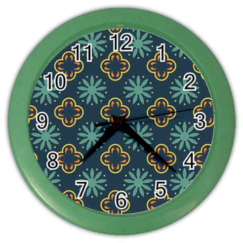 Flowers Pattern Design Abstract Color Wall Clock from ArtsNow.com Front