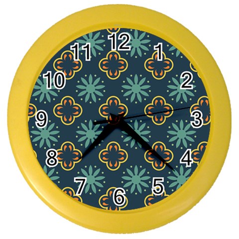 Flowers Pattern Design Abstract Color Wall Clock from ArtsNow.com Front