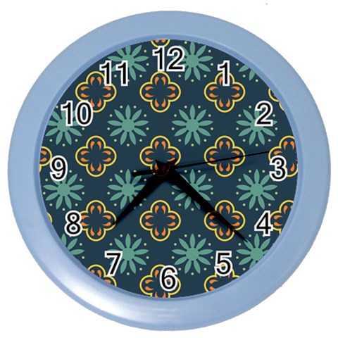 Flowers Pattern Design Abstract Color Wall Clock from ArtsNow.com Front