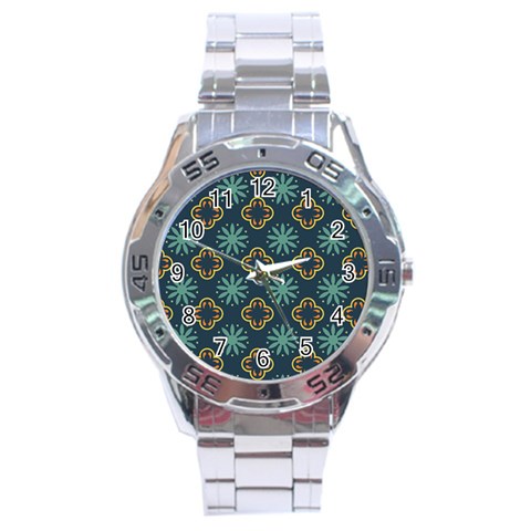 Flowers Pattern Design Abstract Stainless Steel Analogue Watch from ArtsNow.com Front