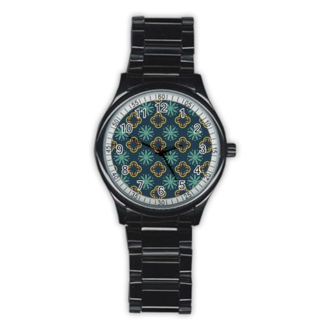 Flowers Pattern Design Abstract Stainless Steel Round Watch from ArtsNow.com Front