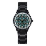 Flowers Pattern Design Abstract Stainless Steel Round Watch