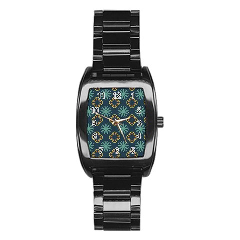 Flowers Pattern Design Abstract Stainless Steel Barrel Watch from ArtsNow.com Front