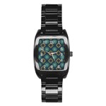 Flowers Pattern Design Abstract Stainless Steel Barrel Watch