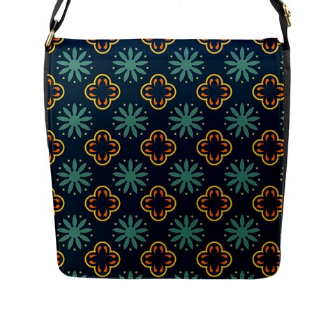 Flowers Pattern Design Abstract Flap Closure Messenger Bag (L) from ArtsNow.com Front