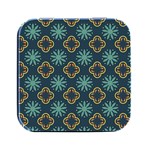 Flowers Pattern Design Abstract Square Metal Box (Black)