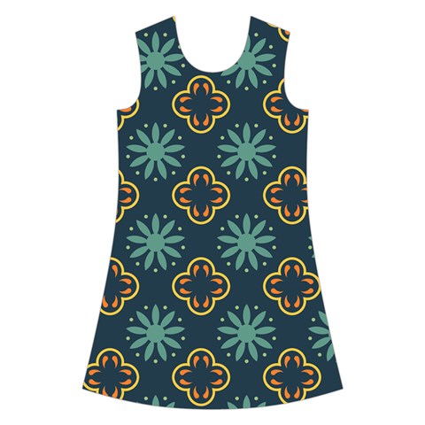 Flowers Pattern Design Abstract Kids  Short Sleeve Velvet Dress from ArtsNow.com Front