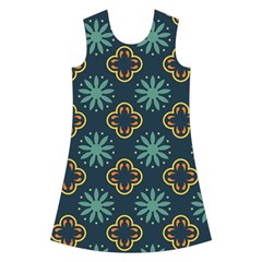 Flowers Pattern Design Abstract Kids  Short Sleeve Velvet Dress from ArtsNow.com Front