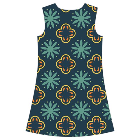 Flowers Pattern Design Abstract Kids  Short Sleeve Velvet Dress from ArtsNow.com Back