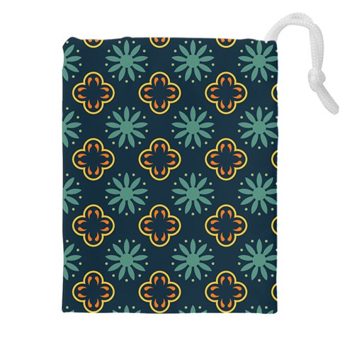 Flowers Pattern Design Abstract Drawstring Pouch (5XL) from ArtsNow.com Front