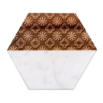 Flowers Pattern Design Abstract Marble Wood Coaster (Hexagon) 