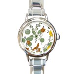 Nasturtium Flowers Plant Leaves Round Italian Charm Watch