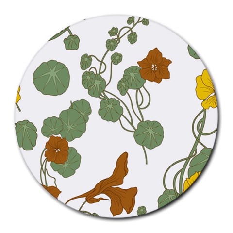 Nasturtium Flowers Plant Leaves Round Mousepad from ArtsNow.com Front