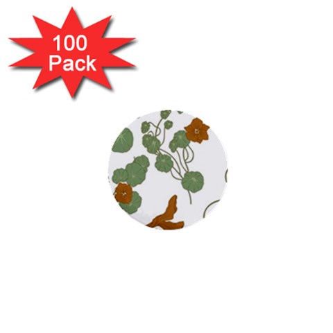 Nasturtium Flowers Plant Leaves 1  Mini Buttons (100 pack)  from ArtsNow.com Front