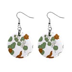 Nasturtium Flowers Plant Leaves Mini Button Earrings