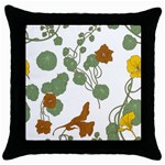 Nasturtium Flowers Plant Leaves Throw Pillow Case (Black)