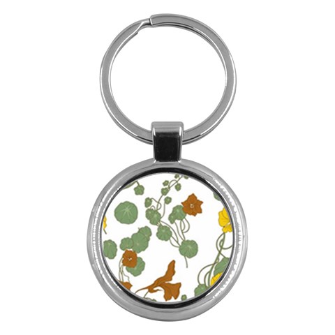 Nasturtium Flowers Plant Leaves Key Chain (Round) from ArtsNow.com Front