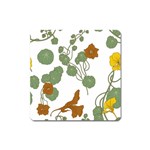 Nasturtium Flowers Plant Leaves Square Magnet