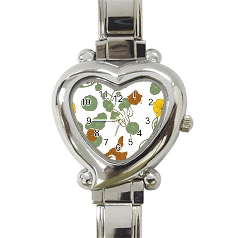 Nasturtium Flowers Plant Leaves Heart Italian Charm Watch from ArtsNow.com Front