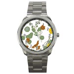 Nasturtium Flowers Plant Leaves Sport Metal Watch