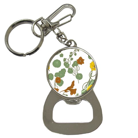 Nasturtium Flowers Plant Leaves Bottle Opener Key Chain from ArtsNow.com Front