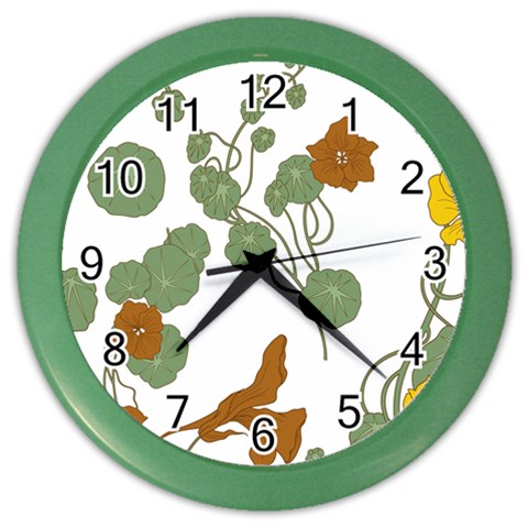 Nasturtium Flowers Plant Leaves Color Wall Clock from ArtsNow.com Front